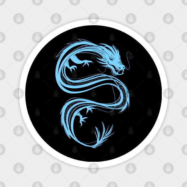 traditional chinese dragon in pastel baby blue Magnet by acatalepsys 